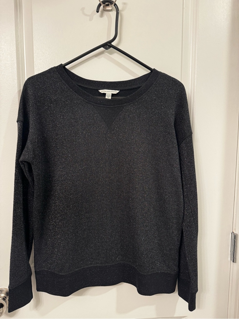 American Eagle Outfitters Black Sparkle Crew Sweater